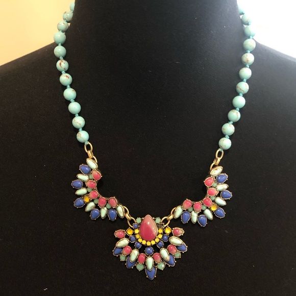 CHLOE and ISABEL Turquoise, Opal, Lapis Lazuli Inlay Antique Gold Plate Necklace - Picture 1 of 10